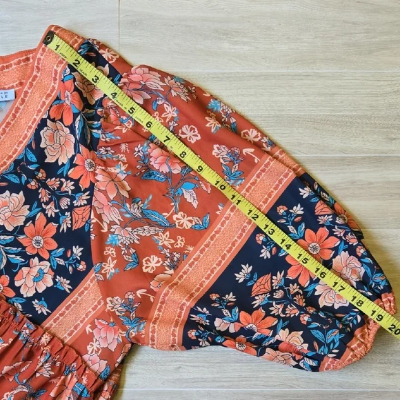 Cezele Womens Boho Floral Vneck Midi Dress Country Western Festival Tunic Small - Picture 13 of 16